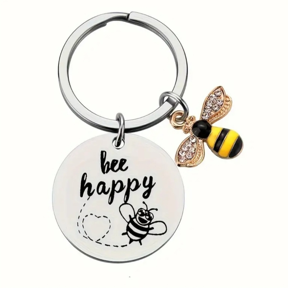 Happy Bee Vibes Keychain – Spread Positivity Everywhere - Picture 2 of 3